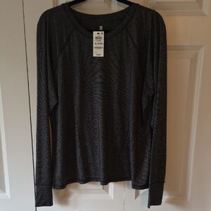Ideology Black & Silver Metallic I Long Sleeve Top